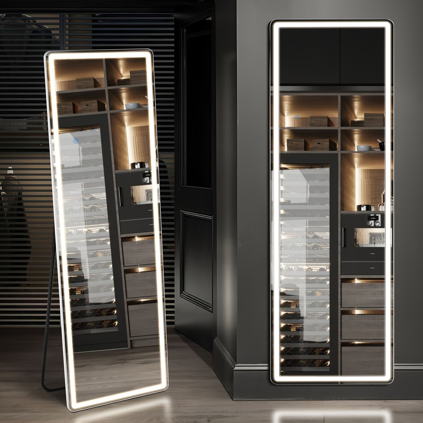 Aurora Arched Full-Length Floor Mirror - LED-Rect-White - Sennfield Furniture