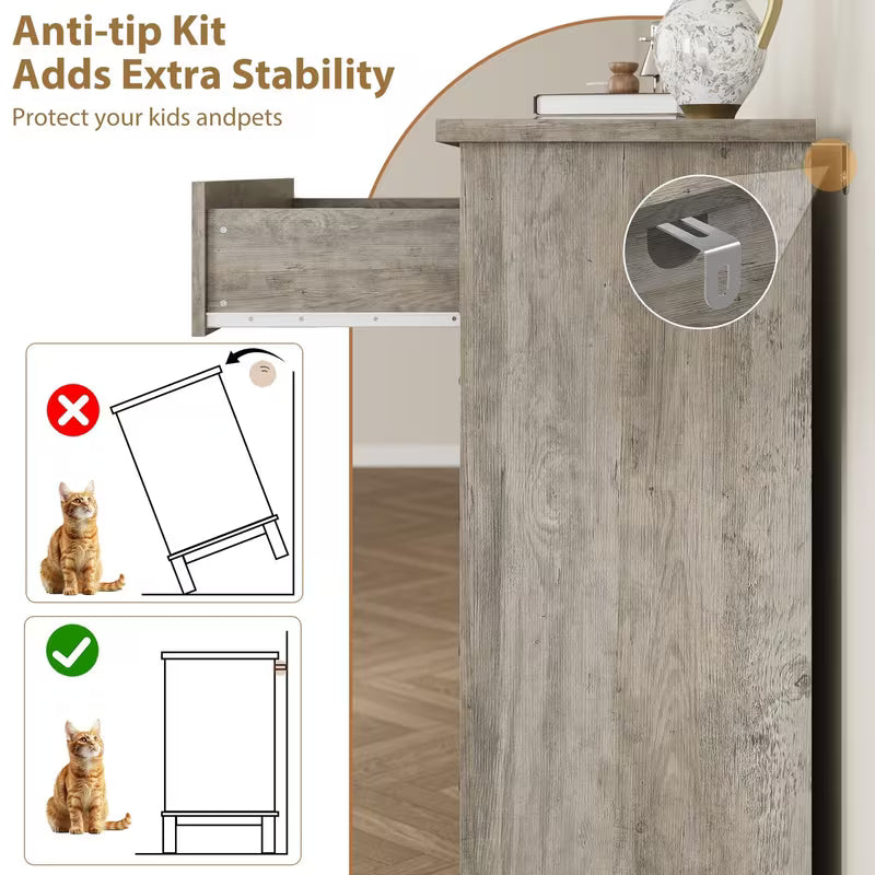 Wren 54" Wide 7-Drawer Dresser in Weathered Grey
