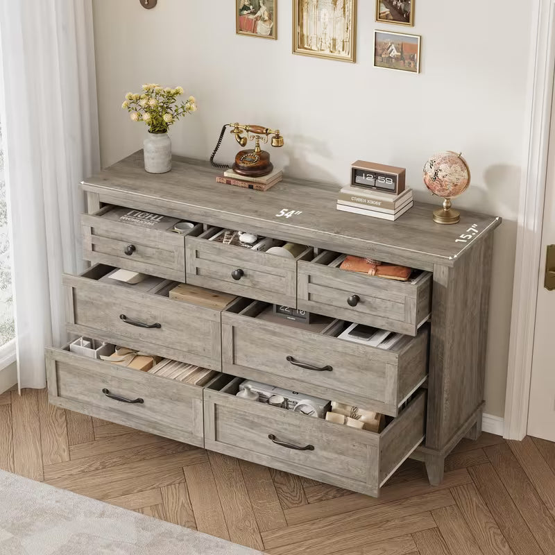 Wren 54" Wide 7-Drawer Dresser in Weathered Grey