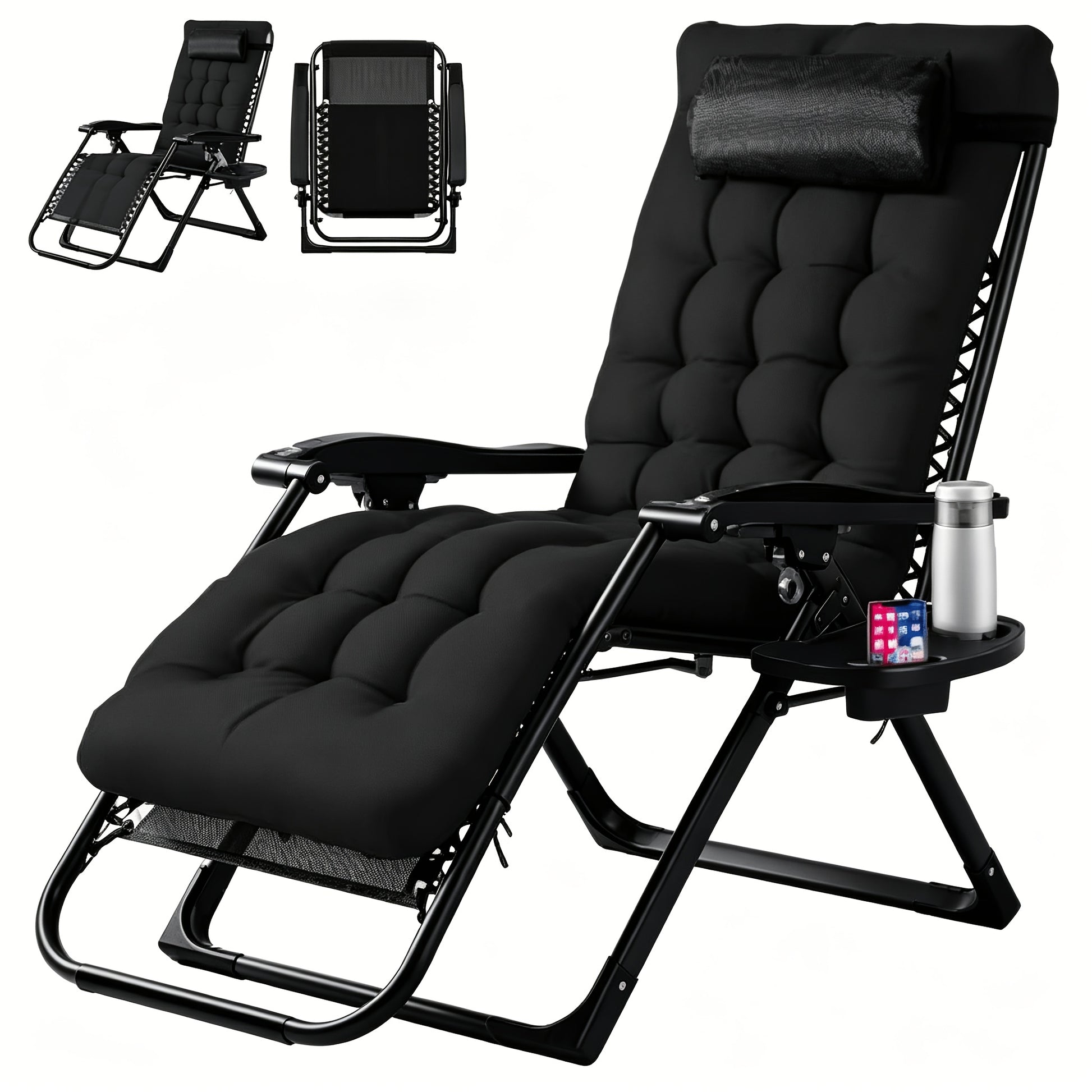 Breeze Zero Gravity Folding Patio Recliner - Black - Sennfield Furniture
