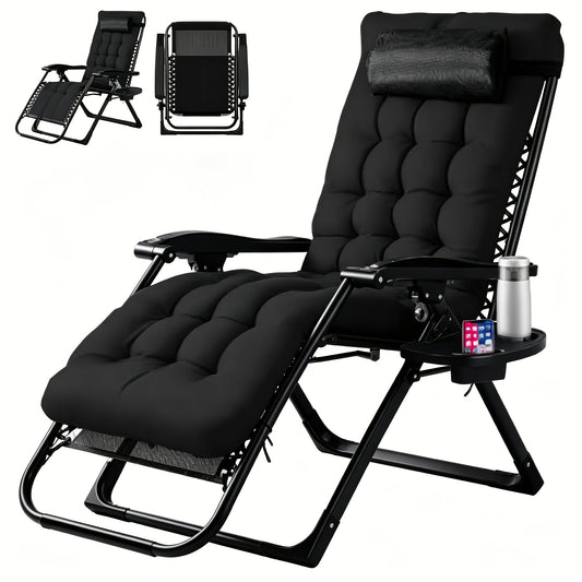 Breeze Zero Gravity Folding Patio Recliner - Black - Sennfield Furniture