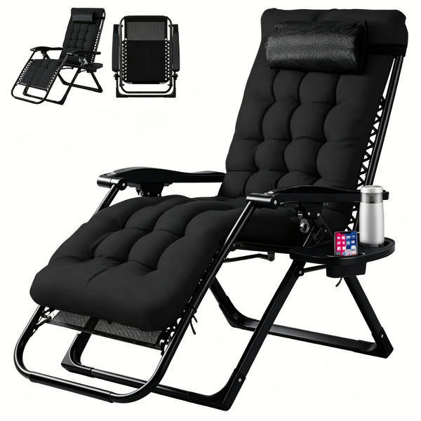 Breeze Zero Gravity Folding Patio Recliner - Black - Sennfield Furniture