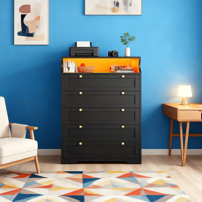 Rowan 5-Drawer Tall Chest with LED Accent Lighting