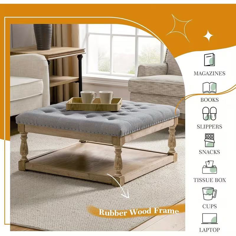 Bramwell Tufted Square Ottoman Coffee Table