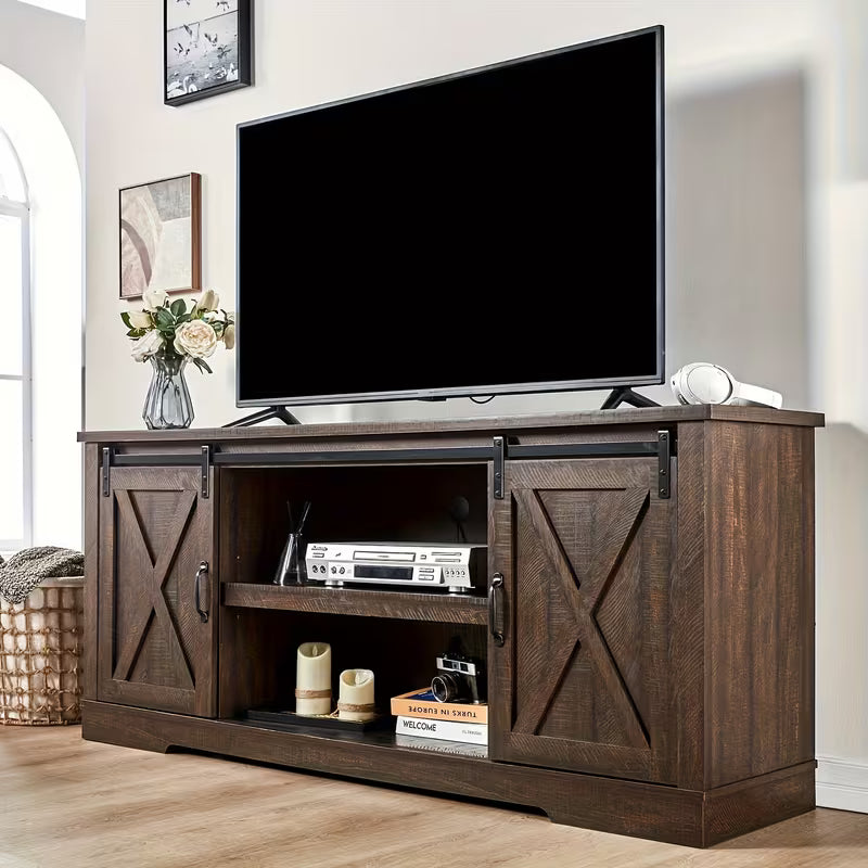 Caldwell 66" Farmhouse TV Console with Sliding Barn Doors