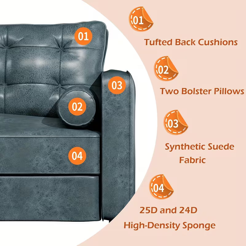Hartwell Tufted Sofa in Warm Brown Suede