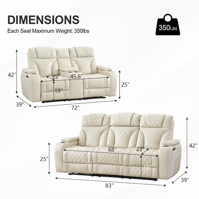 Sterling 2-Piece Power Reclining Home Theater Sofa & Loveseat Set