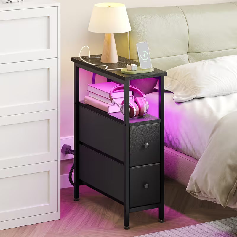 Finch Slim Nightstand with Charging Station