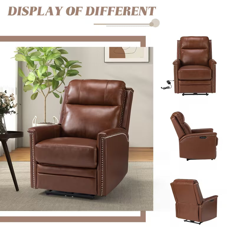 Holt Genuine Leather Power Recliner with USB Port