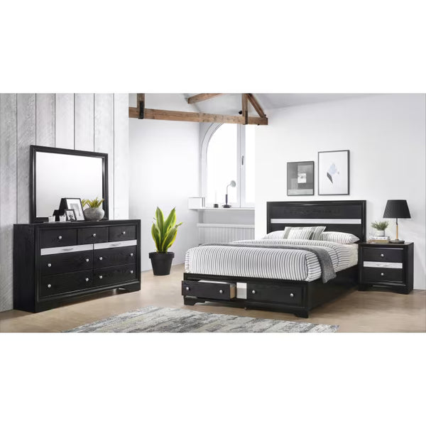 Kingston 4-Piece Queen Storage Bedroom Set in Black - Sennfield Furniture